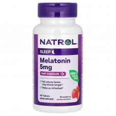 Мелатонин, Melatonin, Natrol, быстрорастворимый, вкус клубники, 5 мг, 90 таблеток Мелатонин, Melatonin, Natrol, быстрорастворимый, вкус клубники, 5 мг, 90 таблеток