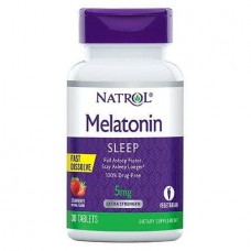 Мелатонин, Melatonin, Natrol, быстрорастворимый, вкус клубники, 5 мг, 30 таблеток Мелатонин, Melatonin, Natrol, быстрорастворимый, вкус клубники, 5 мг, 30 таблеток