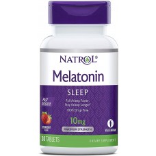Мелатонин, Melatonin, Natrol, быстрорастворимый, вкус клубники, 10 мг, 30 таблеток Мелатонин, Melatonin, Natrol, быстрорастворимый, вкус клубники, 10 мг, 30 таблеток