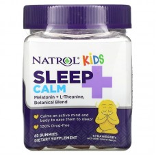 Поддержка сна для детей с 4 лет, Sleep + Calm, Natrol, вкус клубники, 60 жевательных конфет Поддержка сна для детей с 4 лет, Sleep + Calm, Natrol, вкус клубники, 60 жевательных конфет