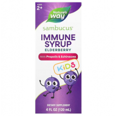 Черная бузина для детей от 2 лет, Sambucus for Kids, Nature's Way, сироп для иммунитета с прополисом и эхинацеей, 120 мл Черная бузина для детей от 2 лет, Sambucus for Kids, Nature's Way, сироп для иммунитета с прополисом и эхинацеей, 120 мл