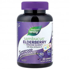 Підтримка імунітету у дітей віком від 2 років, Immune Gummy with Zinc & Vitamin C, Nature's Way, бузина з цинком та вітаміном C, 60 жувальних цукерок