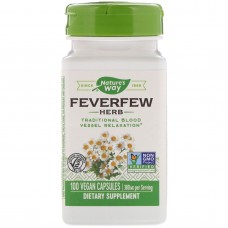 Пиретрум девичий, Feverfew Herb, Nature's Way, 380 мг, 100 веганских капсул Пиретрум девичий, Feverfew Herb, Nature's Way, 380 мг, 100 веганских капсул