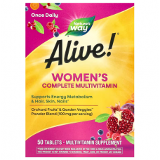 Мультивитамины для женщин, Alive! Women's Complete Multivitamin, Nature's Way, 50 таблеток Мультивитамины для женщин, Alive! Women's Complete Multivitamin, Nature's Way, 50 таблеток