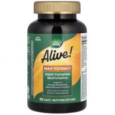 Мультивитамины с железом, Adult Complete Multivitamin, Natures Way, Alive! для взрослых, 3 таблетки в день, 180 таблеток Мультивитамины с железом, Adult Complete Multivitamin, Natures Way, Alive! для взрослых, 3 таблетки в день, 180 таблеток