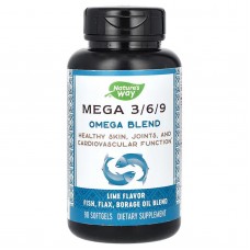 Смесь омега 3 6 9, Omega Blend, Nature's Way, лайм, 90 капсул Смесь омега 3 6 9, Omega Blend, Nature's Way, лайм, 90 капсул