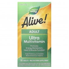 Мультивитамины Alive!, прием один раз в день, Alive!® Adult Ultra Multivitamin, Nature's Way, 60 таблеток Мультивитамины Alive!, прием один раз в день, Alive!® Adult Ultra Multivitamin, Nature's Way, 60 таблеток