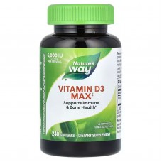 Витамин D-3, Vitamin D3 Max, Nature's Way, максимальная сила, 125 мкг (5000 МЕ), 240 гелевых капсул Витамин D-3, Vitamin D3 Max, Nature's Way, максимальная сила, 125 мкг (5000 МЕ), 240 гелевых капсул