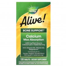 Кальций, D3, К2 и магний, Alive! Calcium, Max Absorption, Nature's Way, Alive!, укрепление костей, максимальное усвоение, 120 вегетарианских таблеток Кальций, D3, К2 и магний, Alive! Calcium, Max Absorption, Nature's Way, Alive!, укрепление костей, максимальное усвоение, 120 вегетарианских таблеток
