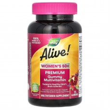 Мультивитамины для женщин Alive! Women's 50+, Nature's Way, вишня и виноград, 75 жевательных конфет Мультивитамины для женщин Alive! Women's 50+, Nature's Way, вишня и виноград, 75 жевательных конфет