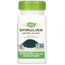 Спирулина, Spirulina, Nature's Way, микроводоросли, 760 мг, 100 веганских капсул Спирулина, Spirulina, Nature's Way, микроводоросли, 760 мг, 100 веганских капсул