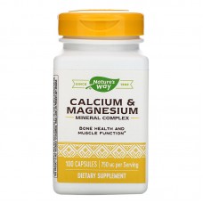 Кальций и магний, Calcium & Magnesium Mineral Complex, Nature's Way, 750 мг, 100 капсул (250 мг в капсуле) Кальций и магний, Calcium & Magnesium Mineral Complex, Nature's Way, 750 мг, 100 капсул (250 мг в капсуле)