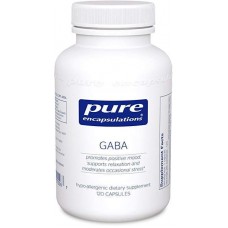 ГАМК, GABA, Pure Encapsulations, підтримка релаксації та зменшення випадкового стресу, 120 капсул