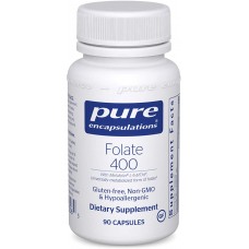 Фолат, Folate, Pure Encapsulations, з метилфолатом L-5-MTHF для підтримки здоров'я серцево-судинної, клітинної та нервової систем, 400 мкг, 90 капсул