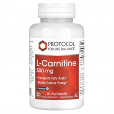 L-карнитин, L-Carnitine, Protocol for Life Balance, 500 мг, 60 вегетарианских капсул L-карнитин, L-Carnitine, Protocol for Life Balance, 500 мг, 60 вегетарианских капсул