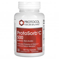 Вітамін С комплекс, ProtoSorbC 500, Protocol for Life Balance, буферизований, некислотний, 100 веганських капсул Вітамін С комплекс, ProtoSorbC 500, Protocol for Life Balance, буферизований, некислотний, 100 веганських капсул