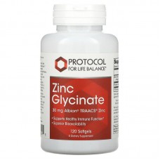 Глицинат цинка, Zinc Glycinate, Protocol for Life Balance, 30 мг, 120 гелевых капсул Глицинат цинка, Zinc Glycinate, Protocol for Life Balance, 30 мг, 120 гелевых капсул