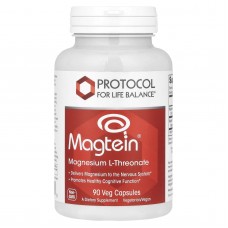 Магний L-треонат, Magtein®, Magnesium L-Threonate, Protocol for Life Balance, нервная и когнитивная поддержка, 90 веганских капсул Магний L-треонат, Magtein®, Magnesium L-Threonate, Protocol for Life Balance, нервная и когнитивная поддержка, 90 веганских капсул