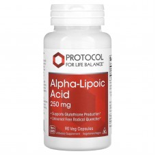 Альфа-ліпоєва кислота, Alpha-Lipoic Acid, Protocol for Life Balance, 250 мг, 90 веганських капсул