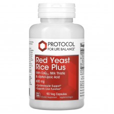 Красный дрожжевой рис, комплекс, Red Yeast Rice Plus with CoQ10, Milk Thistle & Alpha-Lipoic Acid, Protocol for Life Balance, поддержка печени, сердца и сосудов, 600 мг, 90 веганских капсул PRT-13321 Красный дрожжевой рис, комплекс, Red Yeast Rice Plus with CoQ10, Milk Thistle & Alpha-Lipoic Acid, Protocol for Life Balance, поддержка печени, сердца и сосудов, 600 мг, 90 веганских капсул PRT-13321