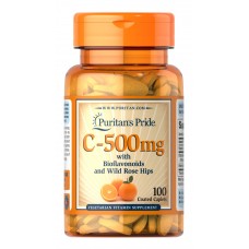 Вітамін С з біофлавоноїдами, Vitamin C, Puritan's Pride, з шипшиною, 500 мг, 100 каплет