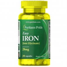 Железо, Easy Iron (Glycinate), Puritan's Pride, 28 мг, 30 гелевых капсул Железо, Easy Iron (Glycinate), Puritan's Pride, 28 мг, 30 гелевых капсул
