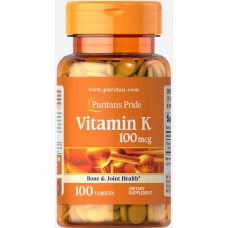 Витамин К, Vitamin K, Puritan's Pride, 100 мкг, 100 таблеток Витамин К, Vitamin K, Puritan's Pride, 100 мкг, 100 таблеток