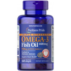 Омега-3 рыбий жир, Omega-3 Fish Oil, Puritan's Pride, 1400 мг (950 мг активного омега-3), 60 гелевых капсул Омега-3 рыбий жир, Omega-3 Fish Oil, Puritan's Pride, 1400 мг (950 мг активного омега-3), 60 гелевых капсул