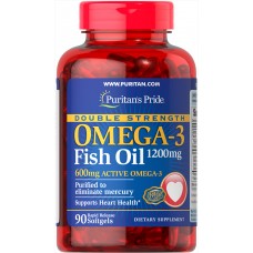 Омега-3 рыбий жир, Omega-3 Fish Oil, Puritan's Pride, двойная сила, 1200/600 мг, 90 капсул Омега-3 рыбий жир, Omega-3 Fish Oil, Puritan's Pride, двойная сила, 1200/600 мг, 90 капсул