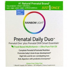 Витамины + Рыбий жир для беременных, Prenatal One plus Prenatal DHA Smart Essentials, Rainbow Light, 30 капсул + 30 таблеток Витамины + Рыбий жир для беременных, Prenatal One plus Prenatal DHA Smart Essentials, Rainbow Light, 30 капсул + 30 таблеток
