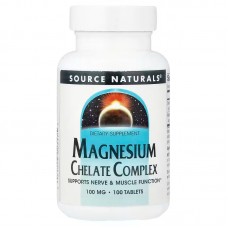 Магній хелат, Magnesium Chelate, Source Naturals, 100 мг, 100 таблеток
