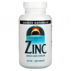 Цинк хелат, Zinc, Source Naturals, 50 мг, 250 таблеток Цинк хелат, Zinc, Source Naturals, 50 мг, 250 таблеток