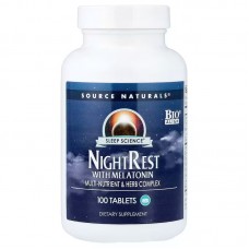 Мультипитательный и травяной комплекс для сна с мелатонином, NightRest With Melatonin, Source Naturals, 100 таблеток Мультипитательный и травяной комплекс для сна с мелатонином, NightRest With Melatonin, Source Naturals, 100 таблеток