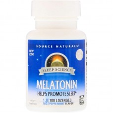 Мелатонин, Melatonin, Source Naturals, мята, 1 мг, 100 леденцов Мелатонин, Melatonin, Source Naturals, мята, 1 мг, 100 леденцов