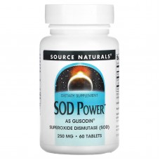 Супероксиддисмутаза СОД, SOD, Source Naturals, 250 мг, 60 таблеток Супероксиддисмутаза СОД, SOD, Source Naturals, 250 мг, 60 таблеток