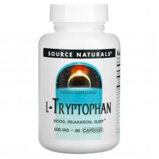 Триптофан, L-Tryptophan, Source Naturals, 500 мг, 60 капсул Триптофан, L-Tryptophan, Source Naturals, 500 мг, 60 капсул