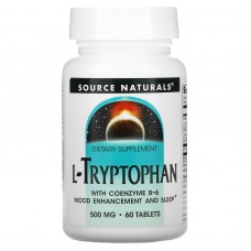 Триптофан коферментной (L-Tryptophan with Coenzyme B-6), Source Naturals, 500 мг, 60 таблеток