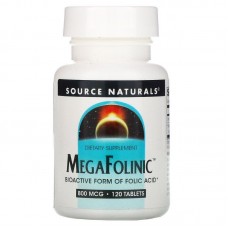 Фолиновая кислота, MegaFolinic, Source Naturals, 800 мкг, 120 таблеток Фолиновая кислота, MegaFolinic, Source Naturals, 800 мкг, 120 таблеток