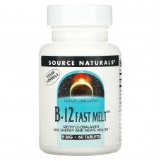Витамин В12, B-12 Fast Melt, Source Naturals, 5 мг, 60 таблеток Витамин В12, B-12 Fast Melt, Source Naturals, 5 мг, 60 таблеток