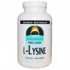 Лизин, L-Lysine, Source Naturals, 1000 мг, 200 таблеток Лизин, L-Lysine, Source Naturals, 1000 мг, 200 таблеток