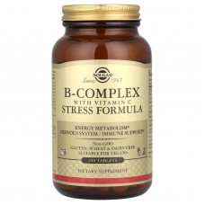 Комплекс витаминов В + С, B-Complex with Vitamin C, Solgar, стресс формула, 250 таблеток Комплекс витаминов В + С, B-Complex with Vitamin C, Solgar, стресс формула, 250 таблеток