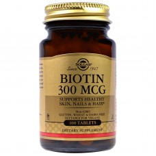 Биотин, Biotin, Solgar, 300 мкг, 100 таблеток Биотин, Biotin, Solgar, 300 мкг, 100 таблеток