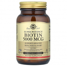 Биотин, Biotin, Solgar, 5000 мкг, 50 вегетарианских капсул Биотин, Biotin, Solgar, 5000 мкг, 50 вегетарианских капсул