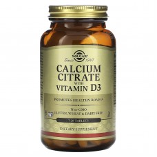 Цитрат кальция  с витамином D3, Calcium Citrate, Solgar, 120 таблеток Цитрат кальция  с витамином D3, Calcium Citrate, Solgar, 120 таблеток