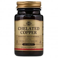 Мідь (Chelated Copper), Solgar, хелатна форма, 100 таблеток