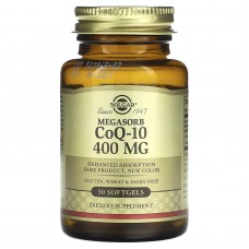 Коензим Q10, Megasorb CoQ-10, Solgar, 400 мг, 30 гелевих капсул Коензим Q10, Megasorb CoQ-10, Solgar, 400 мг, 30 гелевих капсул