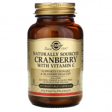 Клюква + витамин С, Cranberry Vitamin C, Solgar, натуральная, 60 растительных капсул Клюква + витамин С, Cranberry Vitamin C, Solgar, натуральная, 60 растительных капсул