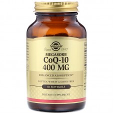 Коэнзим Q10, Megasorb CoQ-10, Solgar, 400 мг, 60 гелевых капсул Коэнзим Q10, Megasorb CoQ-10, Solgar, 400 мг, 60 гелевых капсул