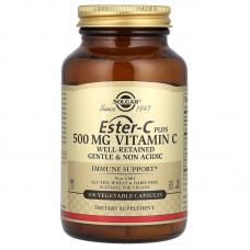 Витамин С плюс (эстер С), Ester-C Plus, Solgar, 500 мг, 100 растительных капсул Витамин С плюс (эстер С), Ester-C Plus, Solgar, 500 мг, 100 растительных капсул