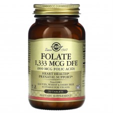 Фолат, Folate, Solgar, фолиевая кислота, 1,333 мкг DFE (800 мкг), 250 таблеток Фолат, Folate, Solgar, фолиевая кислота, 1,333 мкг DFE (800 мкг), 250 таблеток